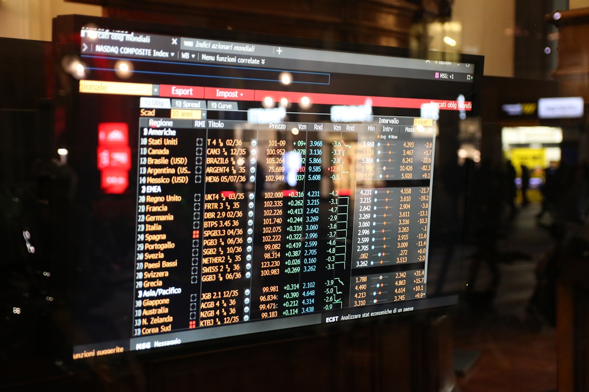 Financial data on screen