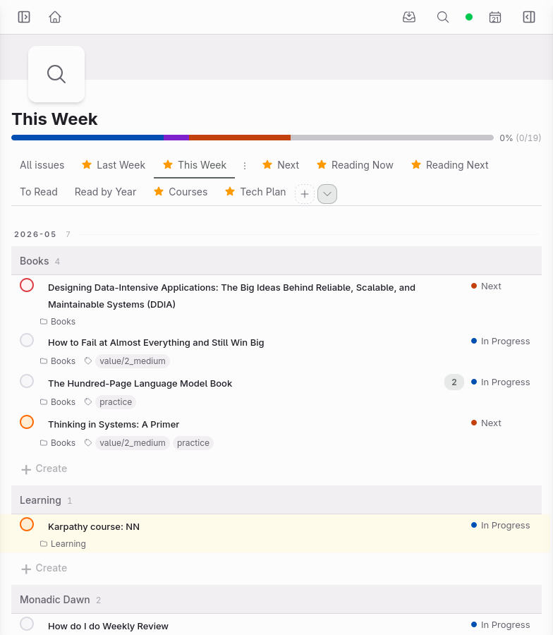 Choosing status within a project