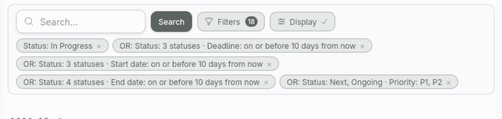 This week filter in Monadic Dawn
